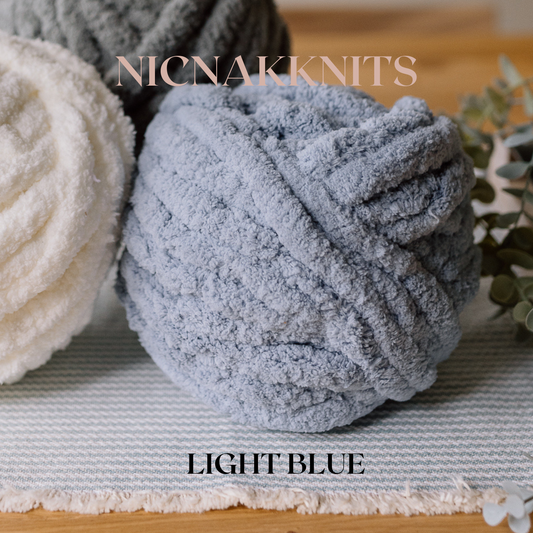 Light Blue | Handmade Chunky Knit Baby Blanket