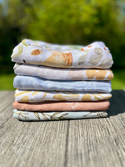 Woodland Baby Blanket  |  Forest Muslin Swaddle Blanket