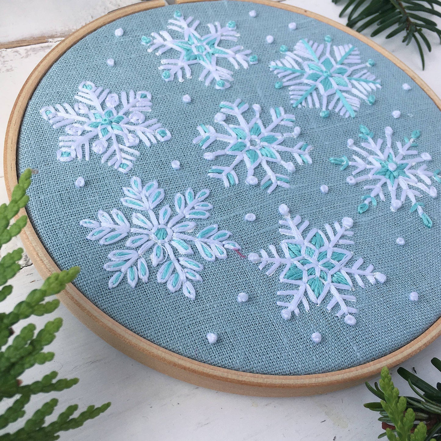 Snowflakes Embroidery Kit: Grey