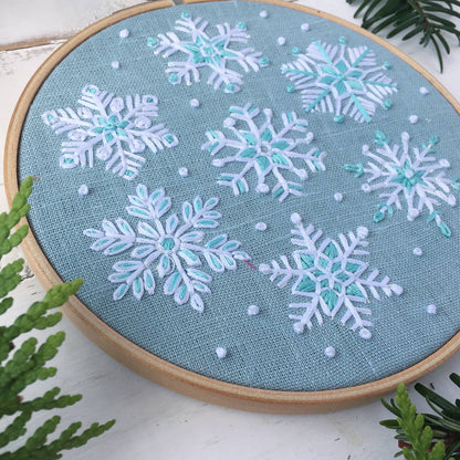 Snowflakes Embroidery Kit: Grey