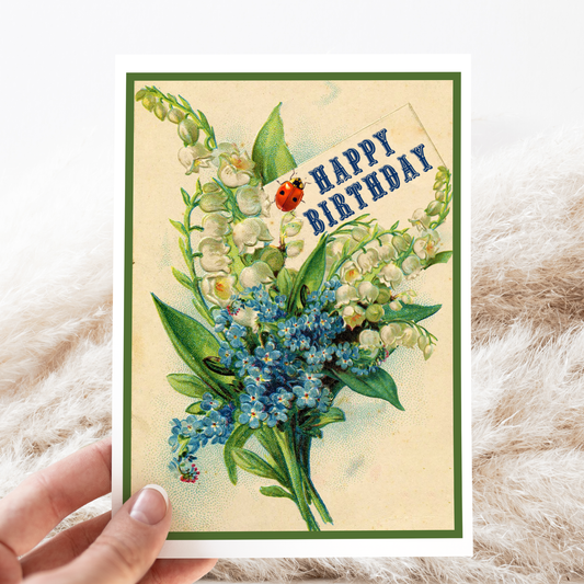 Birthday Card. Vintage Floral Bouquet