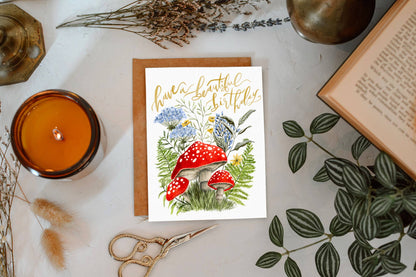 Mushroom Floral Birthday Card