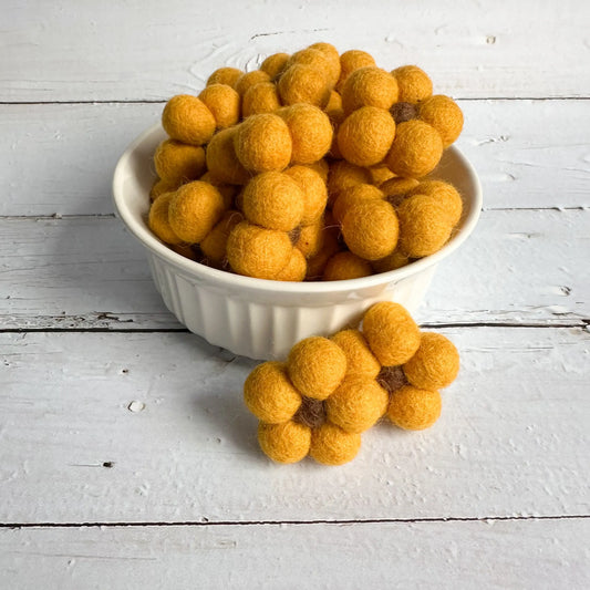 One Mini Felt Ball Sunflower