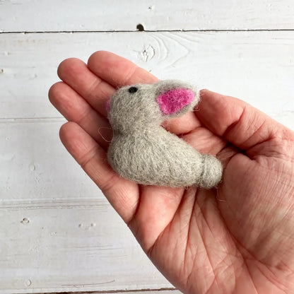 One Grey Felt Baby Easter Bunny