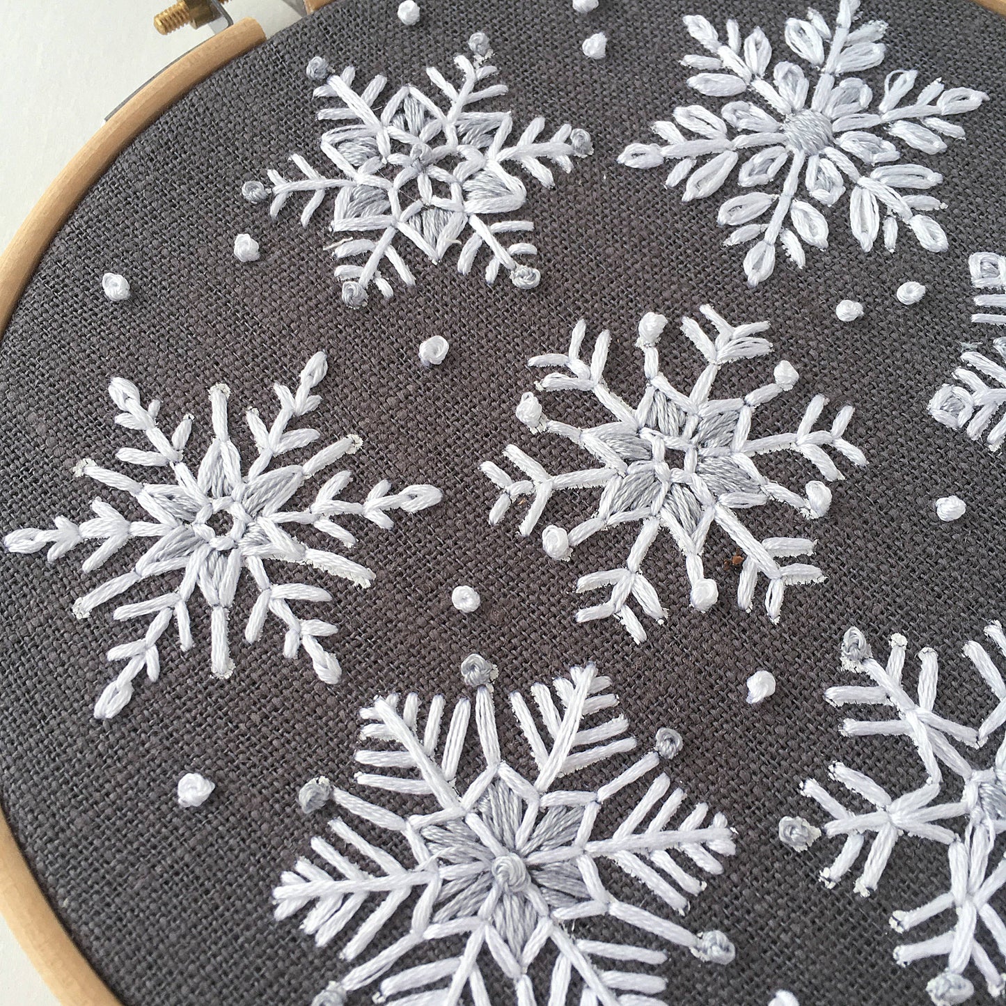 Snowflakes Embroidery Kit: Grey