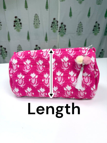 Hand-Made Grey Quilted Makeup Bag