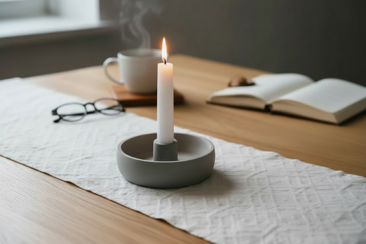 Concrete Candlestick Holder | Natural Concrete