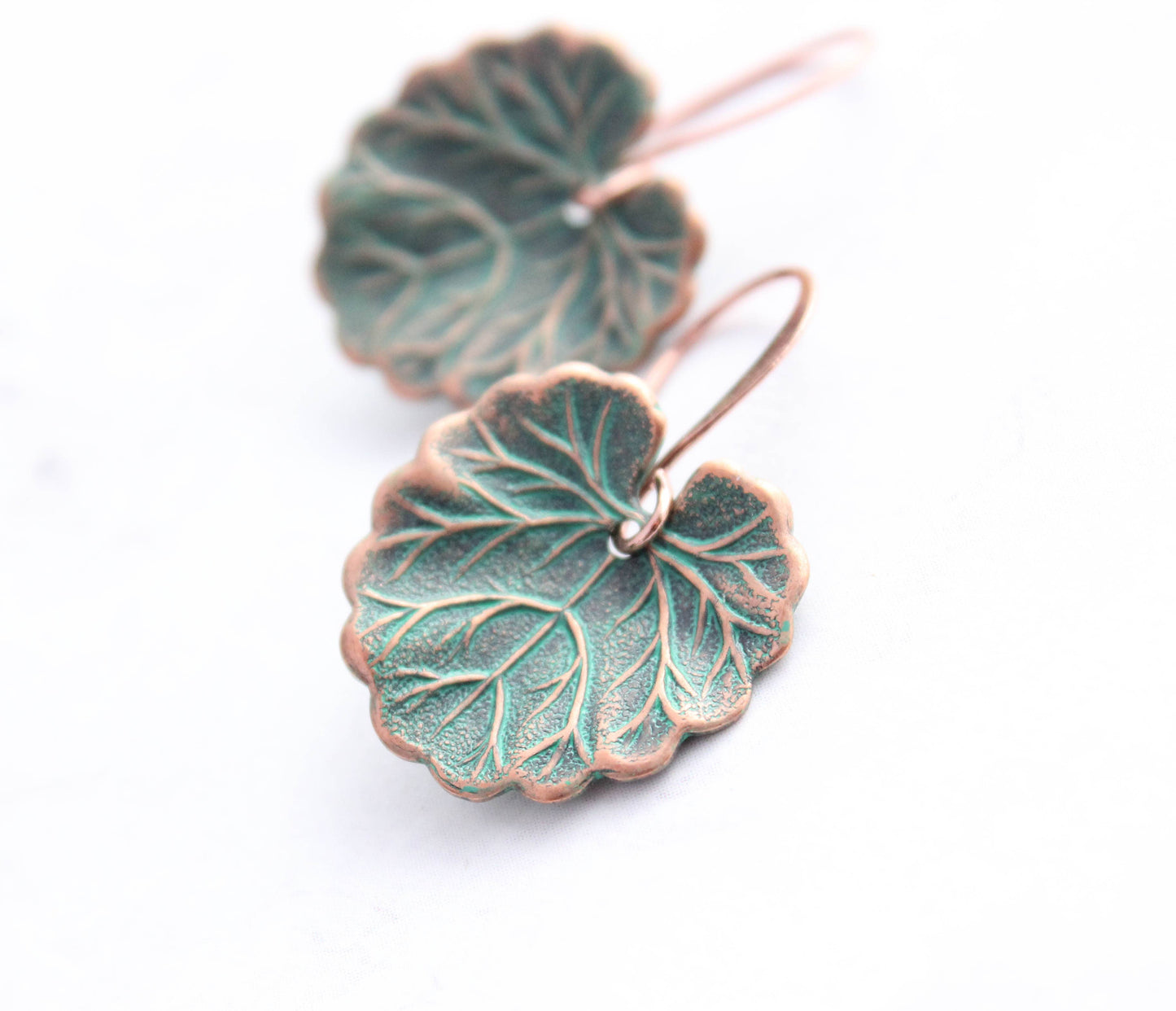 Lily Pad Earrings | Mint Patina Copper Earrings | #023