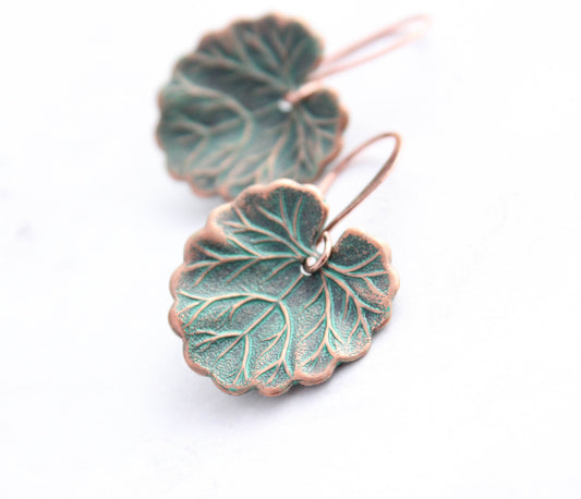 Lily Pad Earrings | Mint Patina Copper Earrings | #023