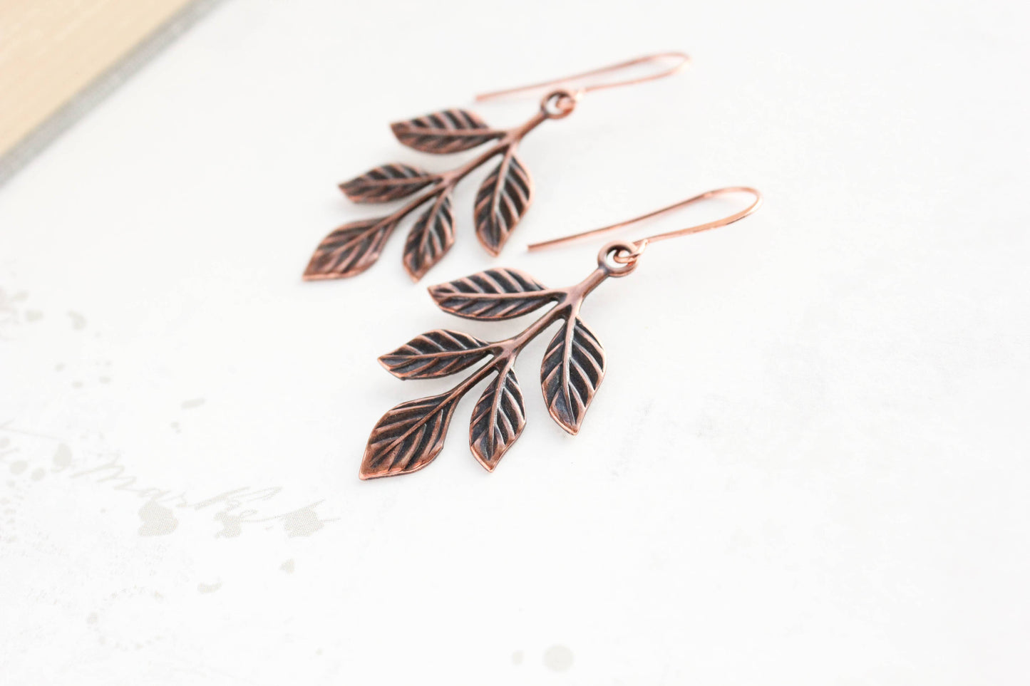 Copper Patina Branch Earrings (2 styles): MATTE mint copper | #120