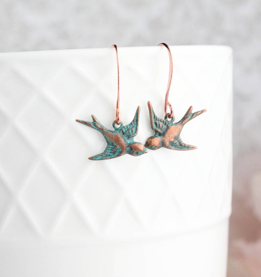 Copper Bird Earrings - 120