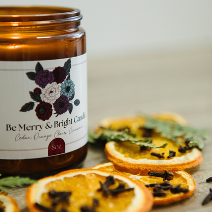 Be Merry & Bright Candle, Natural Holiday Essential Oil Candle (8oz)