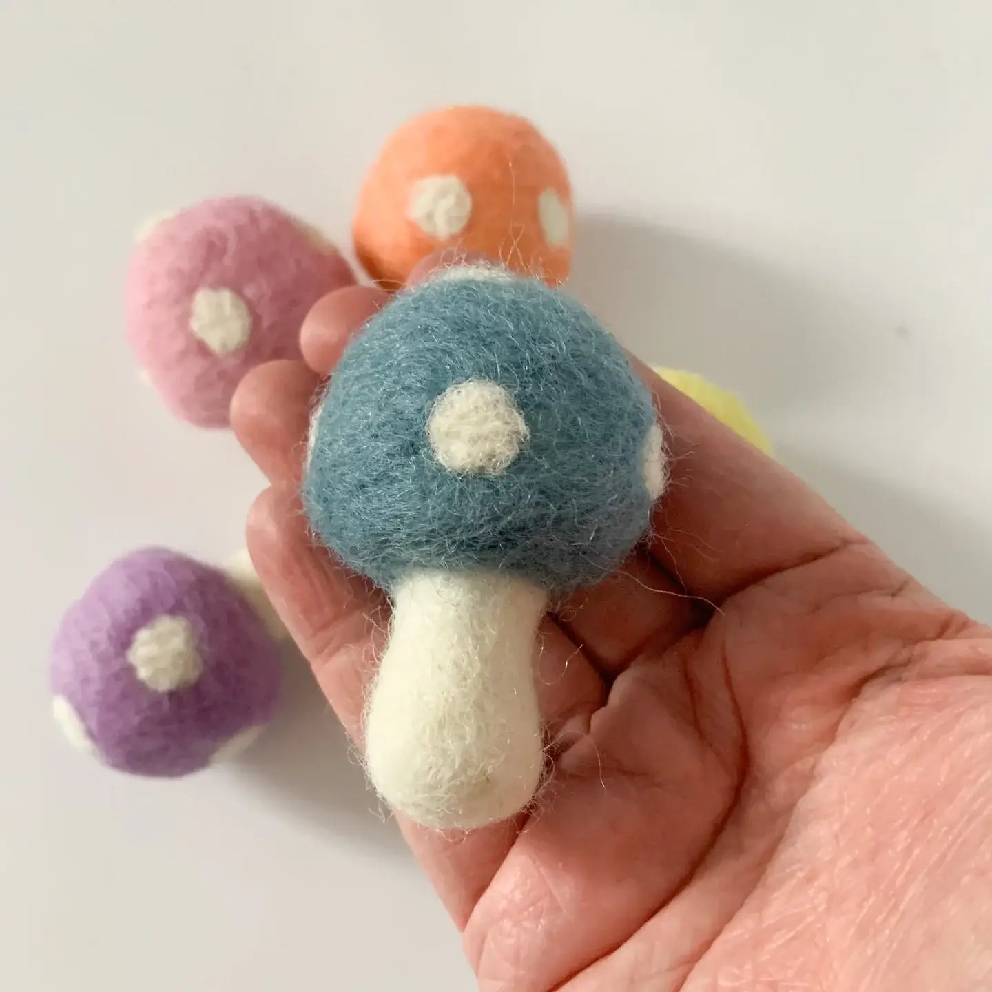 One Pastel Rainbow Regular Size Felt Mushroom
