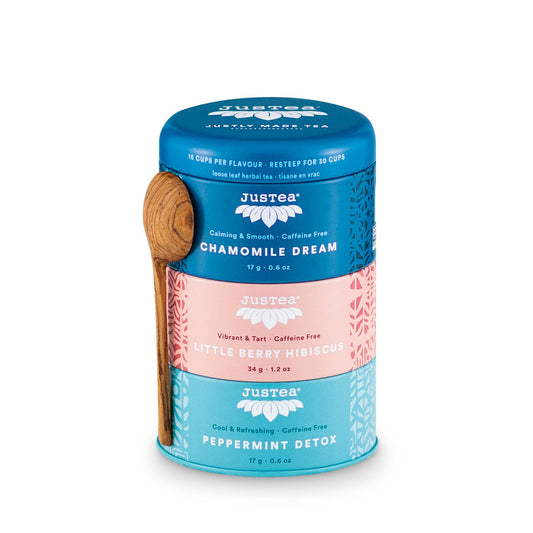 Organic, Fair-Trade Herbal Tea |  Trio Tin & Spoon Gift Set