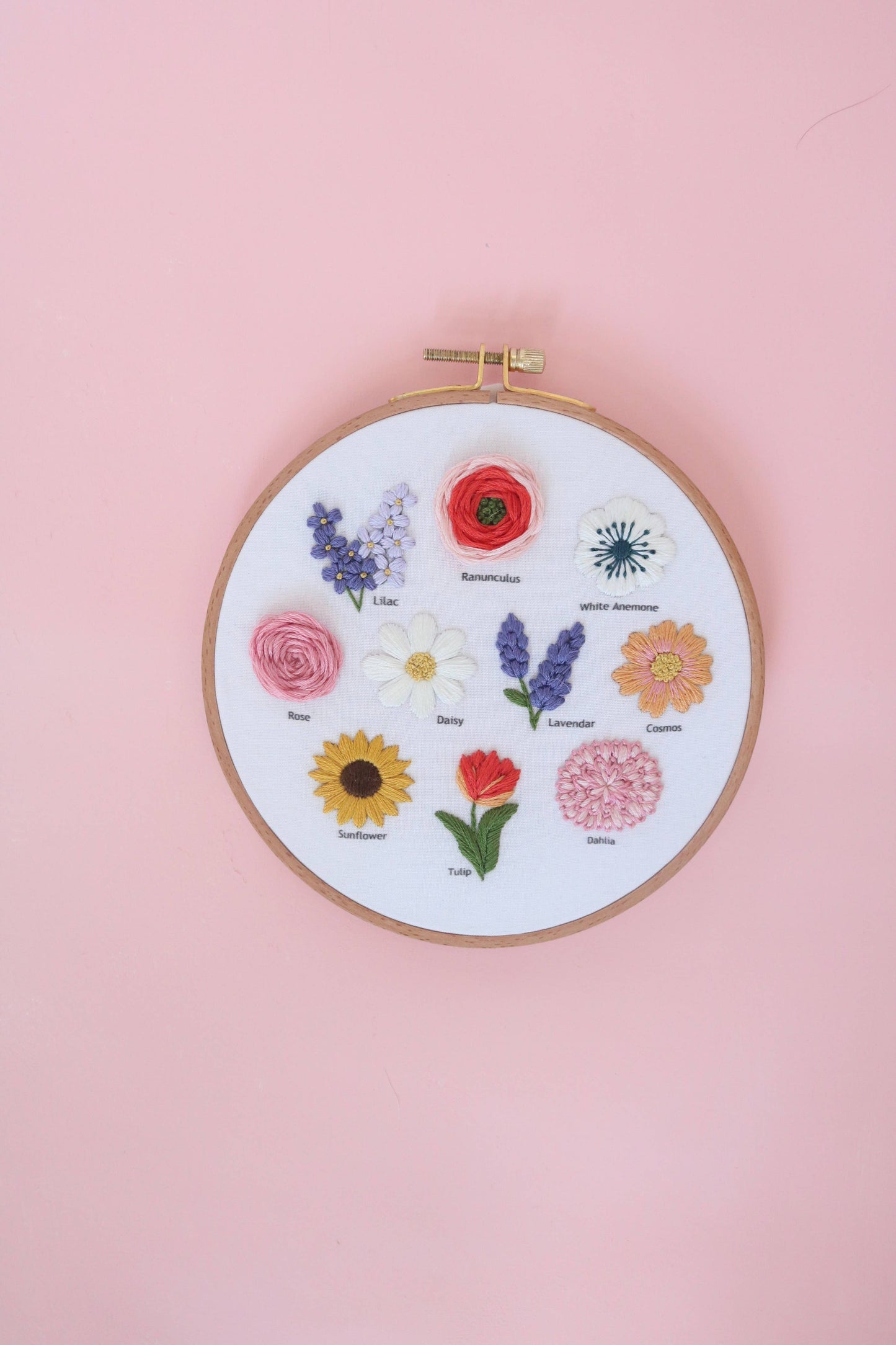 6" Flower Chart Hand Embroidery Kit