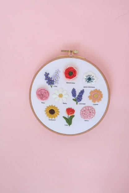 6" Flower Chart Hand Embroidery Kit