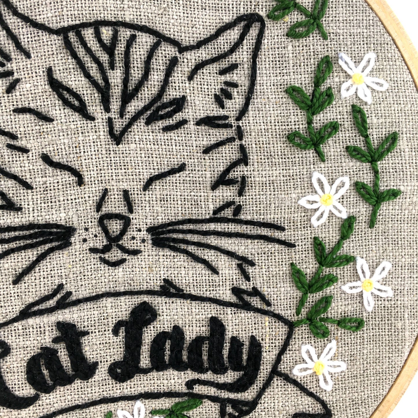 Cat Lady Embroidery Kit: Natural/Black