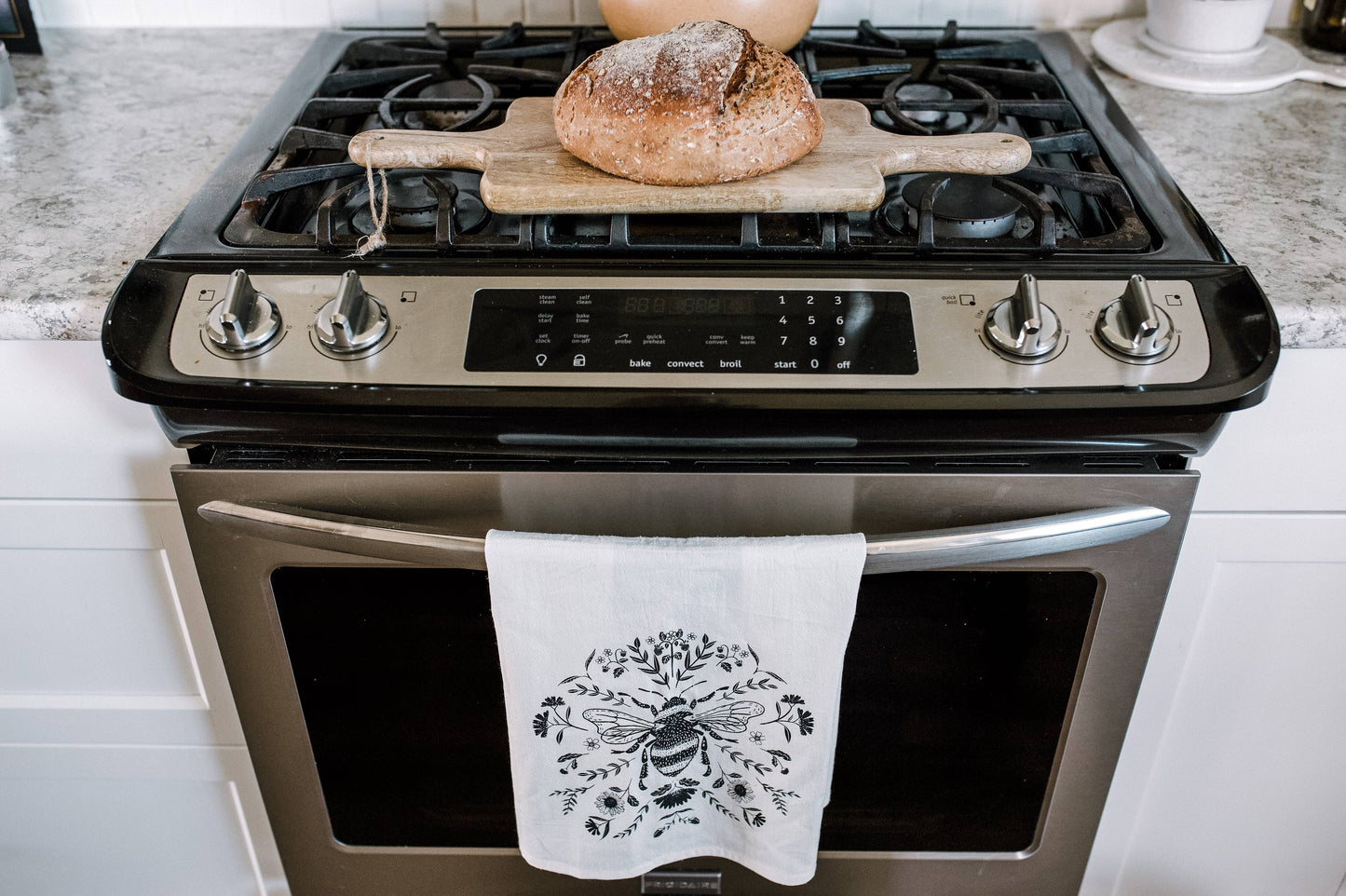 TEA TOWEL with  Charcoal  Bee / Bee Decor / Home Decor