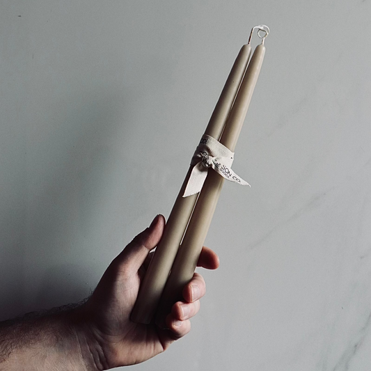 Antique Beige Taper Candles - Set of Two