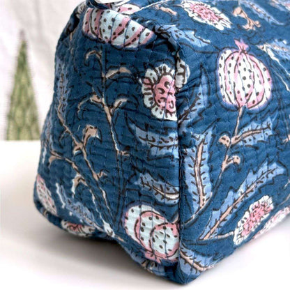 Hand-Made Ink Blue Coloured Makeup Bag