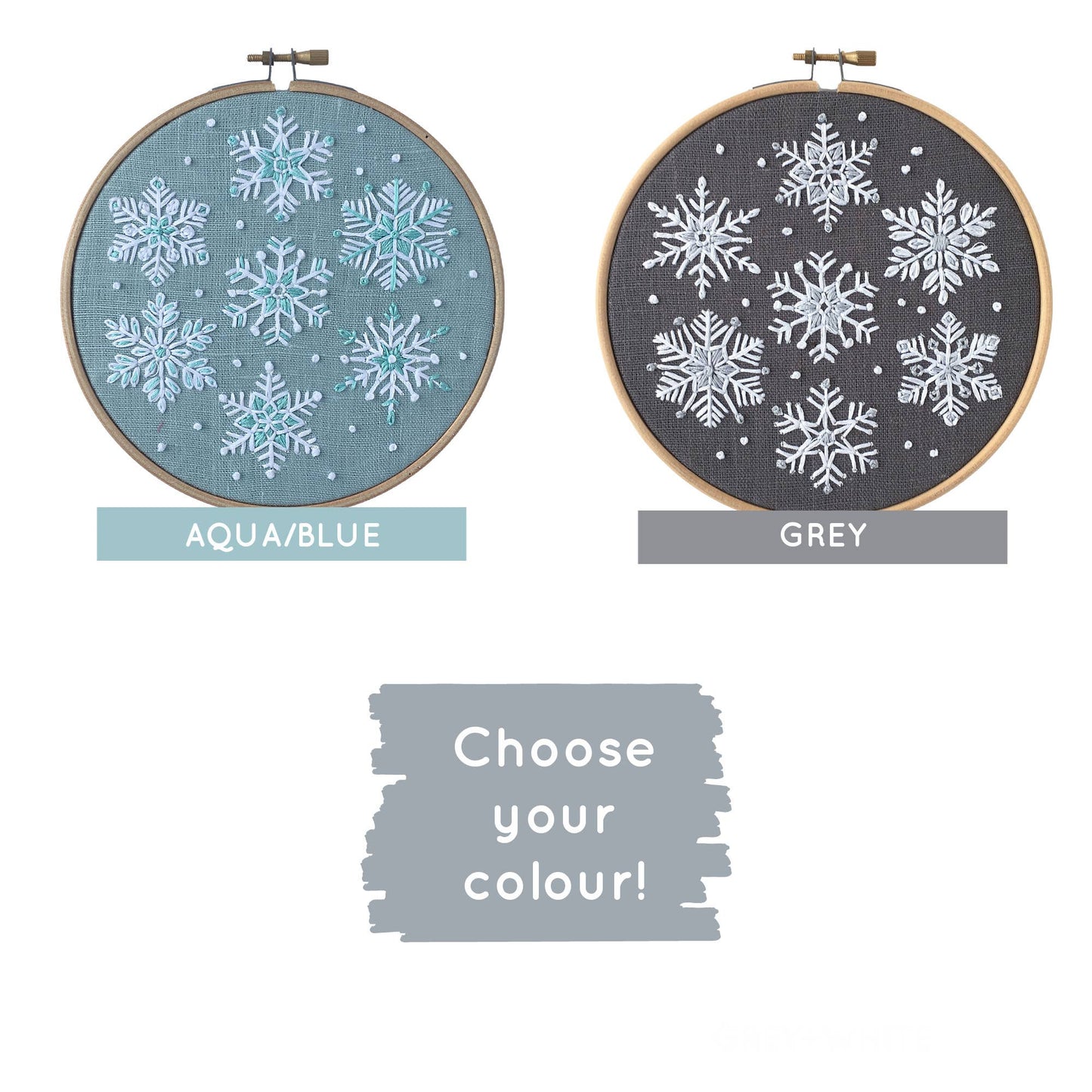 Snowflakes Embroidery Kit: Grey