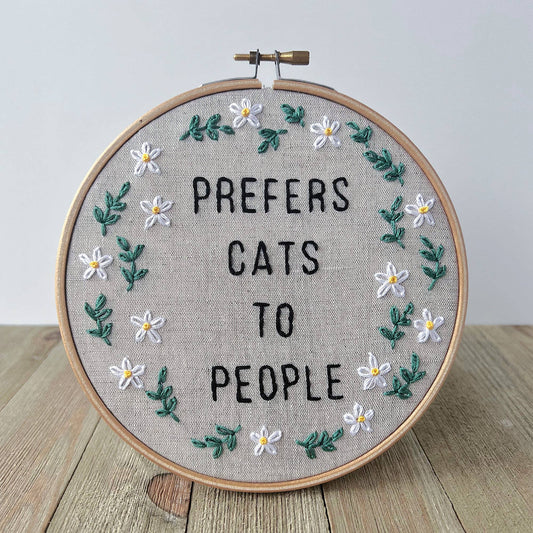 Prefers Cats to People Embroidery Kit