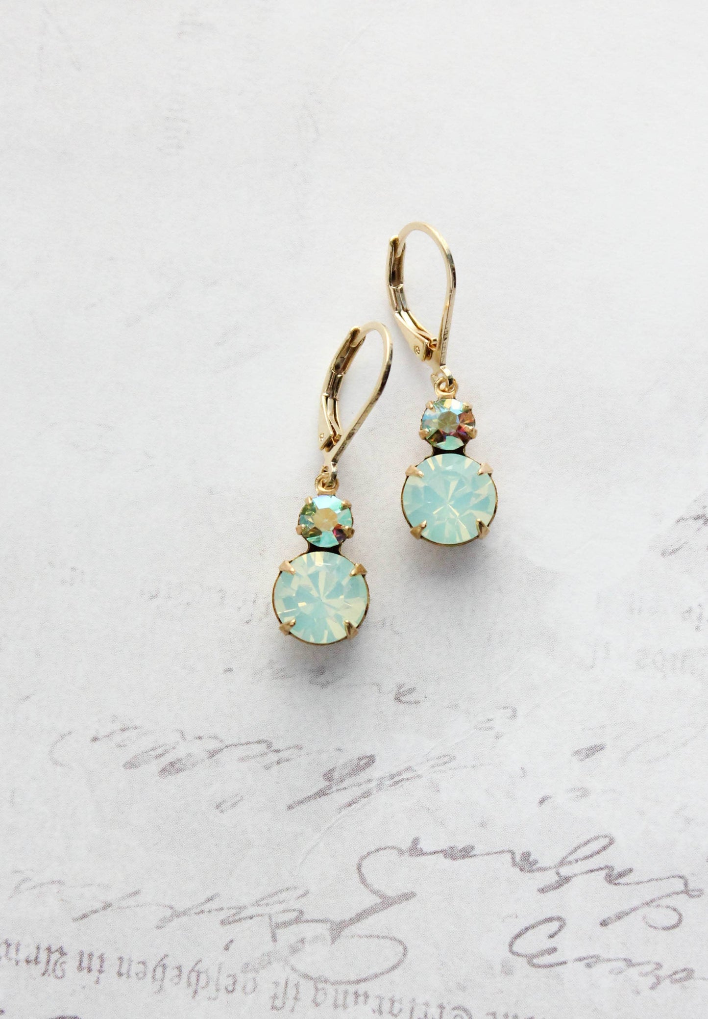 Small Earrings | Chrysolite Opal Glass | Mint Earrings | #233