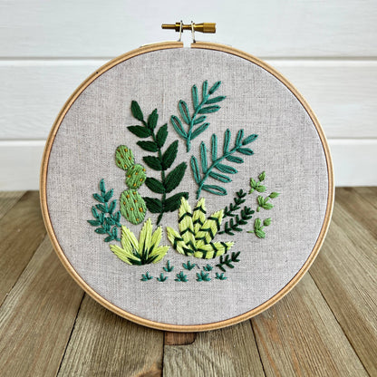Houseplants Embroidery Kit: Navy