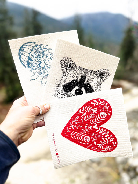 Sponge Cloth / Heart / Reusable Cloth