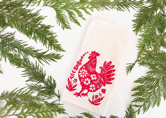 Tea Towel / Red Chicken/ Kitchen Towel