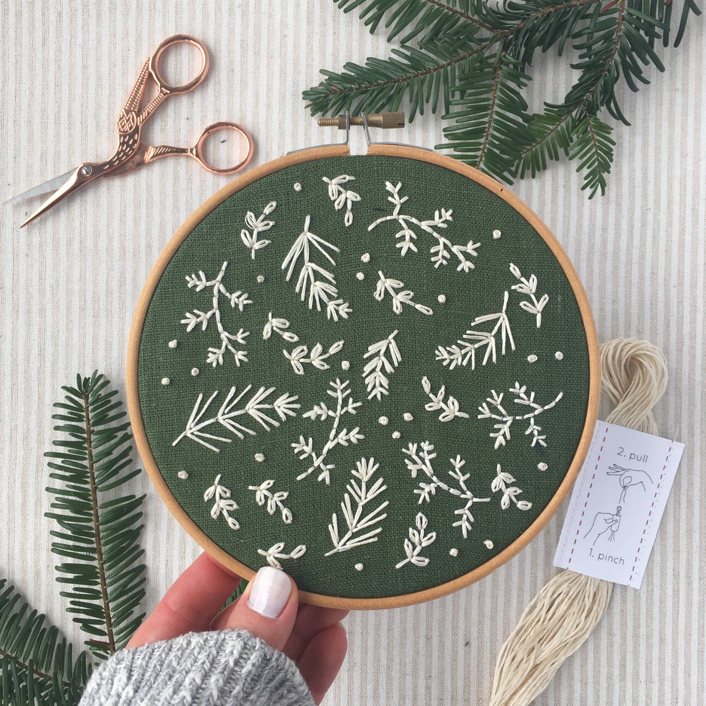 Winter Botanicals Embroidery Kit: Green