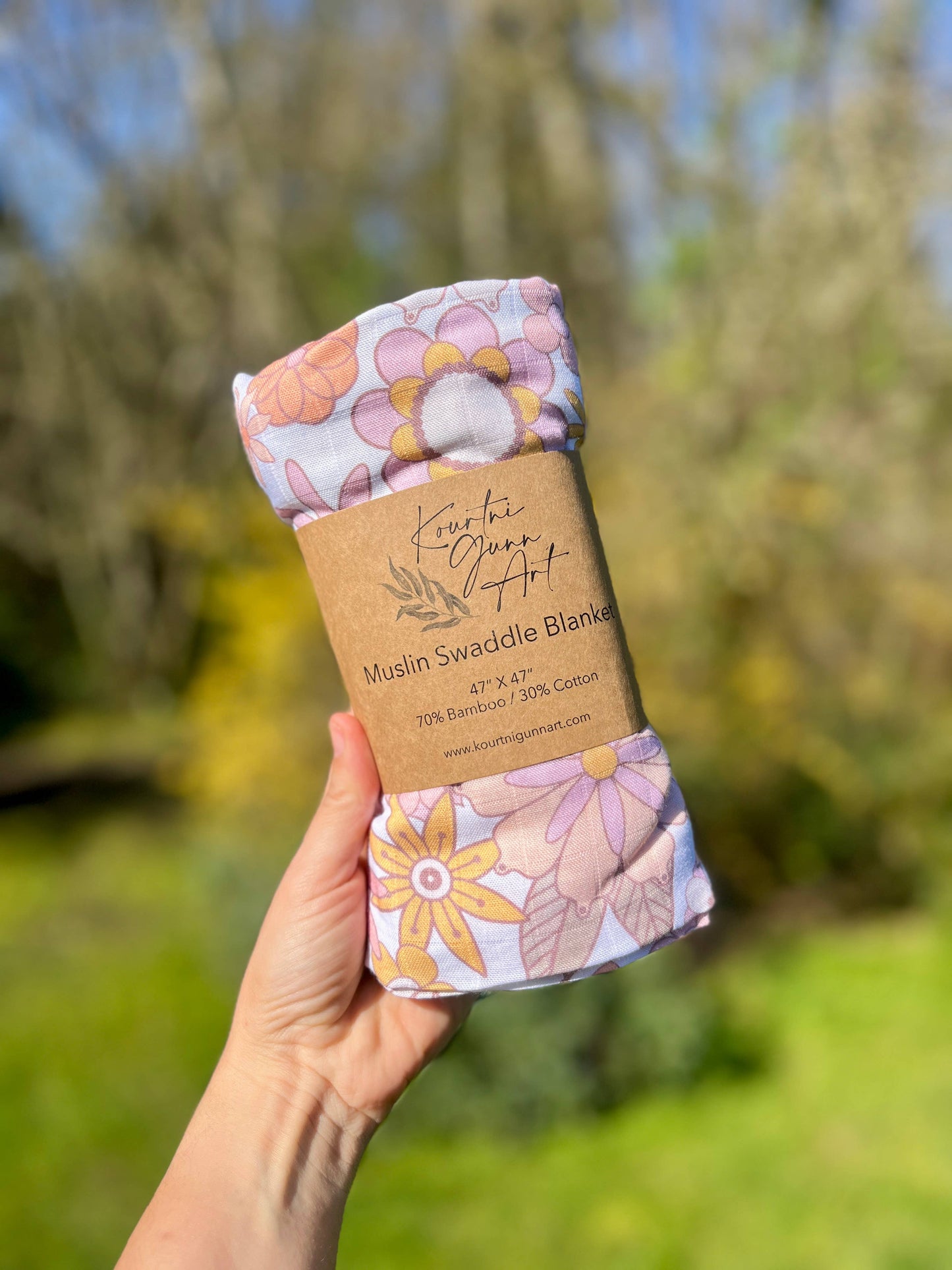 Groovy Floral Swaddle Blanket  |  Flower Muslin Baby Blanket