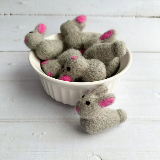 One Grey Felt Baby Easter Bunny