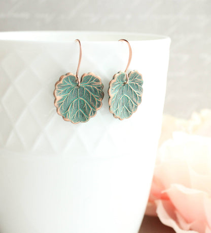 Lily Pad Earrings | Mint Patina Copper Earrings | #023