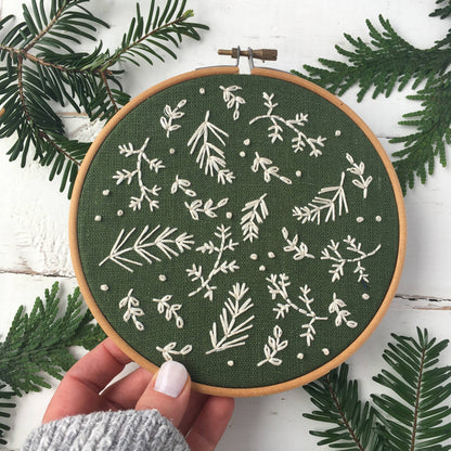 Winter Botanicals Embroidery Kit: Green