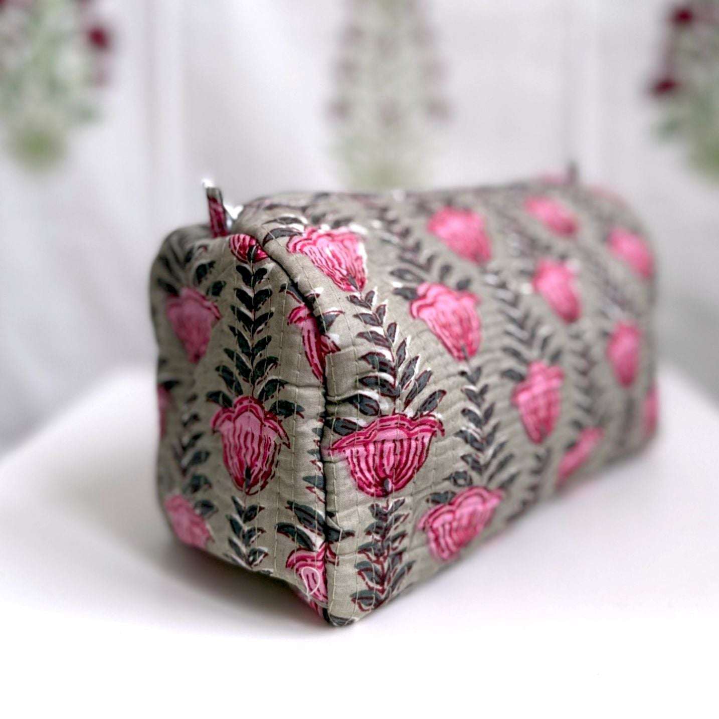 Hand-Made Khaki Coloured Makeup Bag