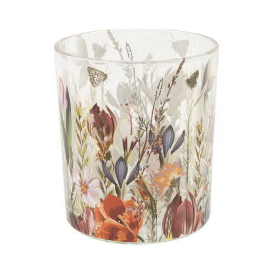 Spring Flower Glass Votive Holder