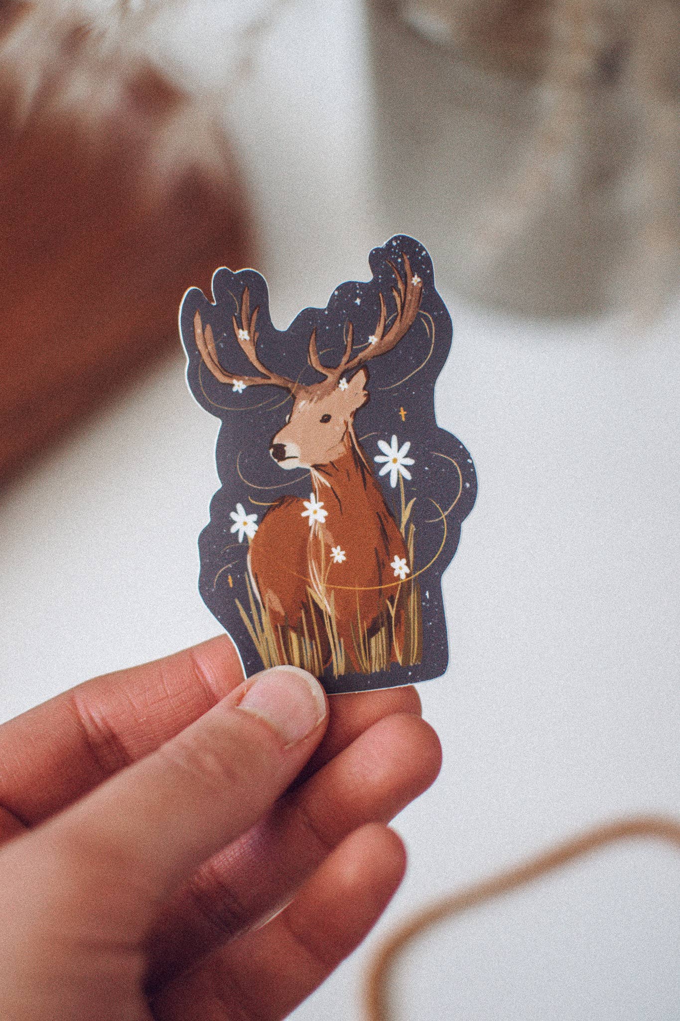 Magical Meadow Deer Sticker | Stag Waterproof Vinyl Sticker