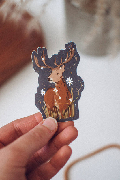 Magical Meadow Deer Sticker | Stag Waterproof Vinyl Sticker