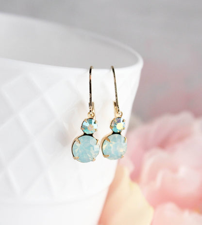 Small Earrings | Chrysolite Opal Glass | Mint Earrings | #233