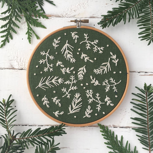 Winter Botanicals Embroidery Kit: Green