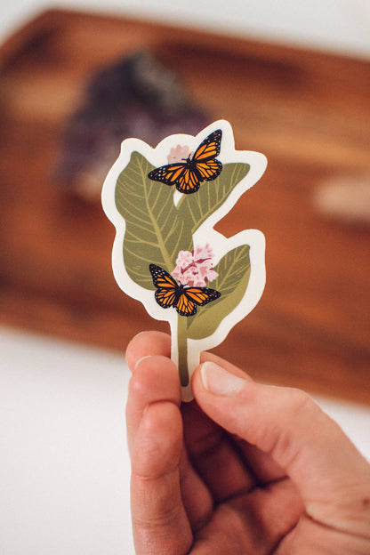 Monarch Butterfly Milkweed Sticker | Waterproof Vinyl Sticker