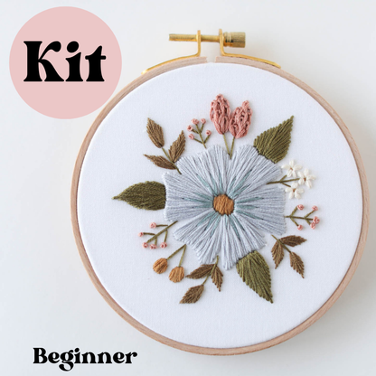 5" Beginner Floral Embroider Kit | Periwinkle Blooms