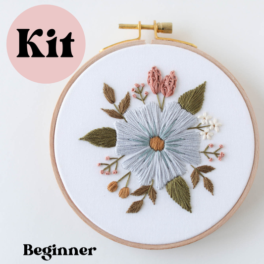 5" Beginner Floral Embroider Kit | Periwinkle Blooms