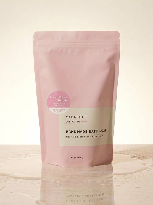 French Rose + Vanilla Bath Soak Epsom Salts: 14oz