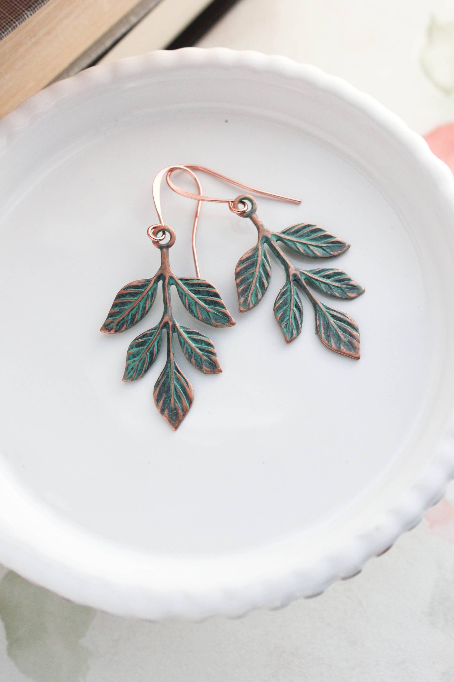 Copper Patina Branch Earrings (2 styles): MATTE mint copper | #120