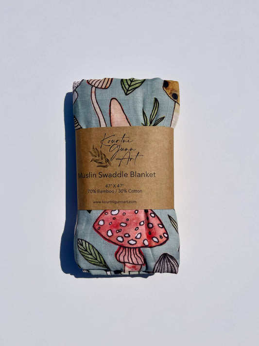 Mushroom Baby Blanket  |  Mushroom Muslin Swaddle Blanket
