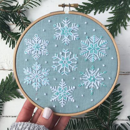 Snowflakes Embroidery Kit: Grey