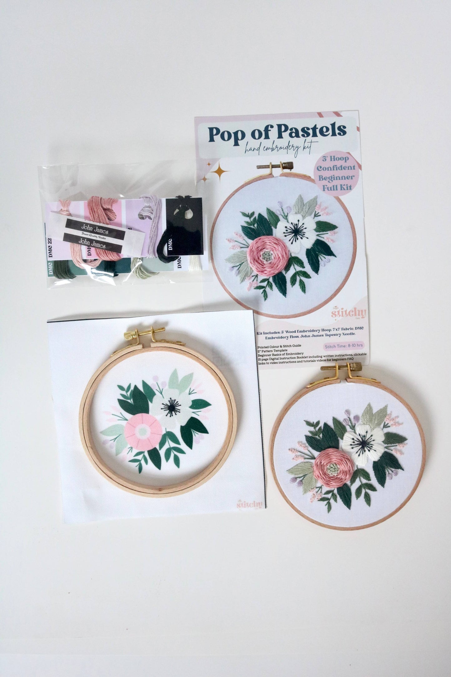 5" Confident Beginner Floral Embroidery Kit | Pop of Pastels