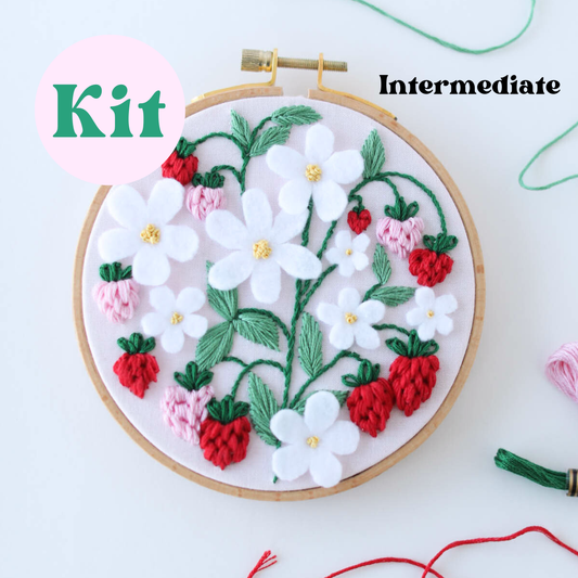 5" Advanced Beginner Hand Embroidery Kit | Strawberry Patch